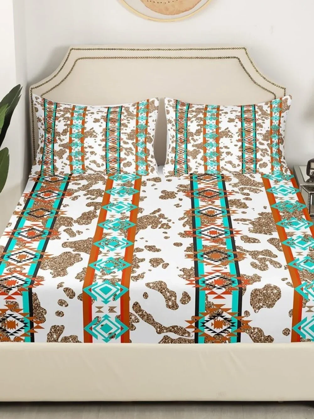 Golden Cowhide Pattern Bedding Set Twin Size Animal Skin Print Bed Sets Girls Be
